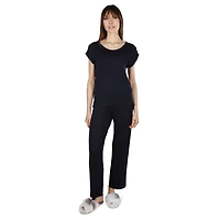 MeMoi Women's Cap-Sleeve T-Shirt and Matching Pants Set