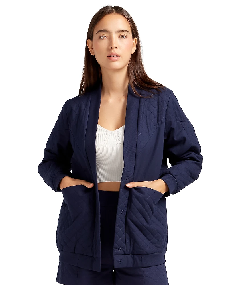Belle & Bloom Womens Over It Quilted Bomber