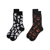 MeMoi Men's 2 Pair Pack Novelty Halloween Crew Socks