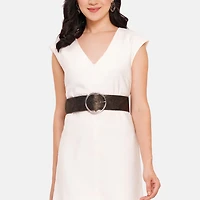 AGP PARIS Brown Round Buckle Women's Belt