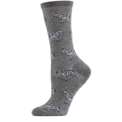 MeMoi Zebras Bamboo Blend Crew Socks