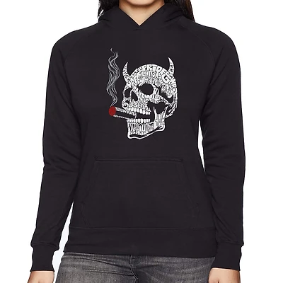 LA Pop Art 7 Deadly Sins Skull - Women's Word Hooded Sweatshirt