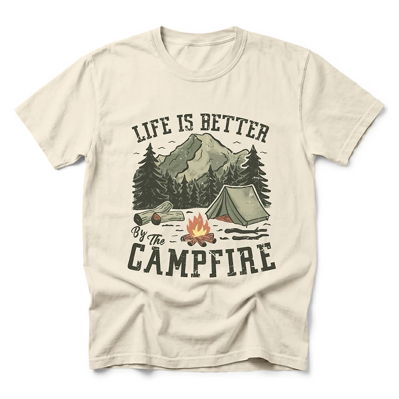Simply Sage Market - Life Is Better By The Campfire Tent Men's Garment Dyed Graphic T-Shirt