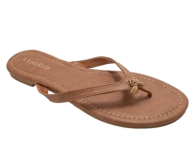 bebe Women's Flat Sandals with Shell Charm Detai