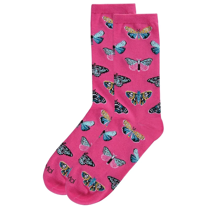 MeMoi Butterfly Bamboo Blend Crew Socks