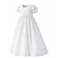 Laurenza's Baby Girls Lace Heirloom Short-Sleeve Baptism Christening Gown