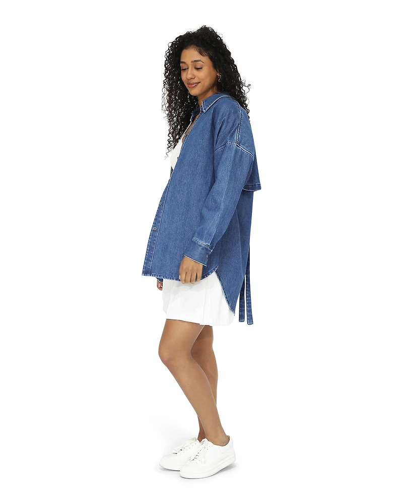Belle & Bloom Womens Into Him Oversized Denim Shirt