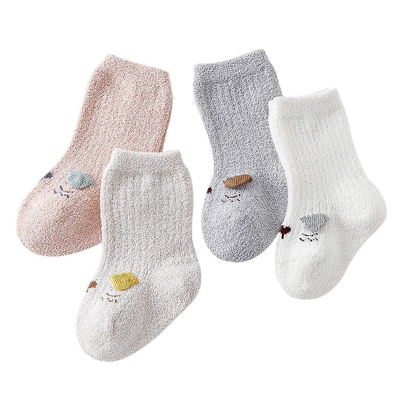 MyKids-USA Baby Cartoon Coral Fleece Mid-Tube Socks
