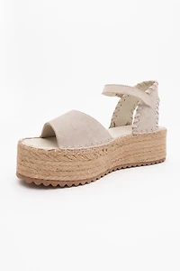 Forever & Always Womens Serez Leather Platform Espadrilles Sandals