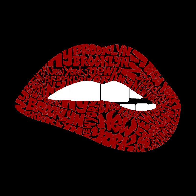 LA Pop Art Brooklyn Lips - Women's Word Crewneck Sweatshirt
