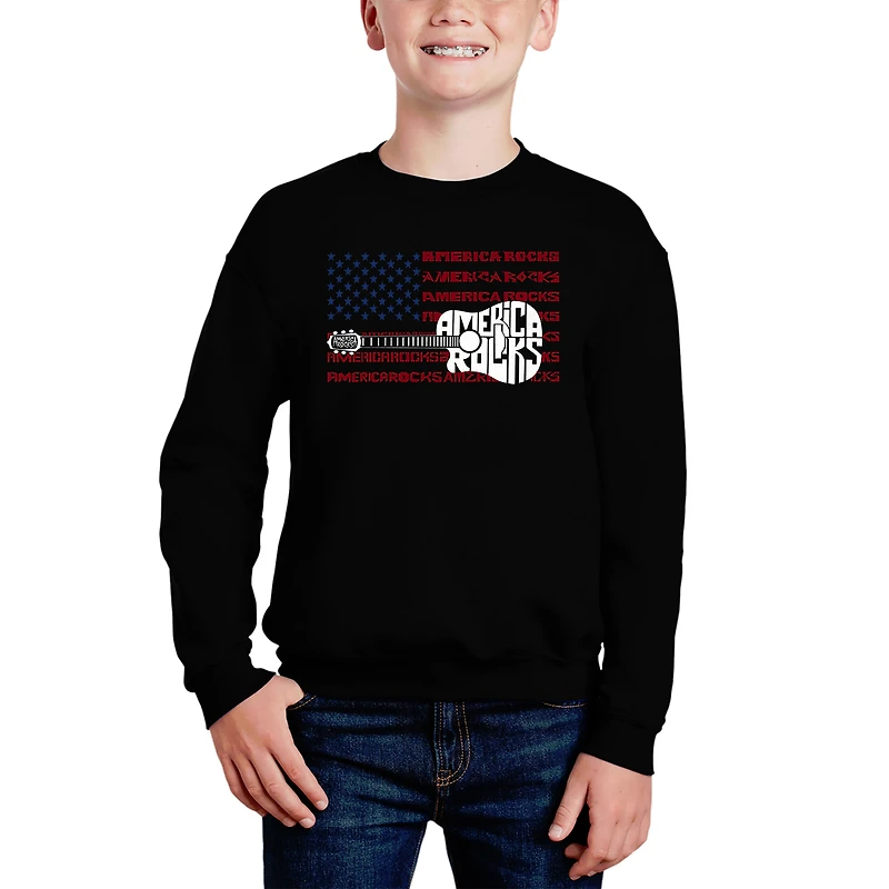 LA Pop Art Boy's Word Sweatshirt - America Rocks