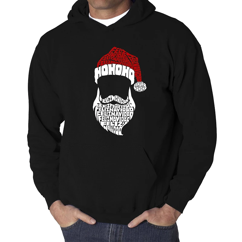 LA Pop Art Feliz Navidad Santa Claus - Men's Word Hooded Sweatshirt