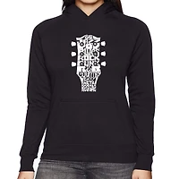 LA Pop Art Guitar Head Music Genres - Women's Word Hooded Sweatshirt