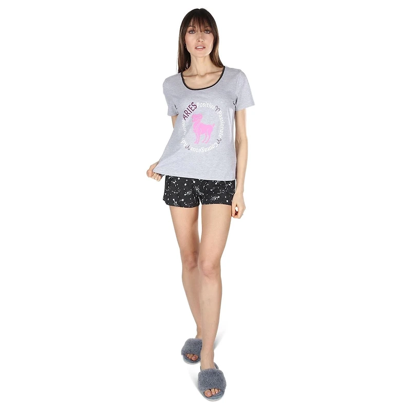 MeMoi Women's Aries Zodiac Sign PJ Short Set