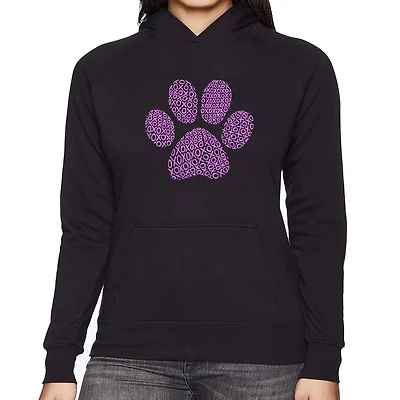 LA Pop Art XOXO Dog Paw - Women's Word Hooded Sweatshirt