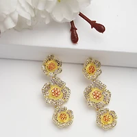 AGP PARIS Womens Diva Collection Triple Bloom Zirconia Dangle Drop Earrings