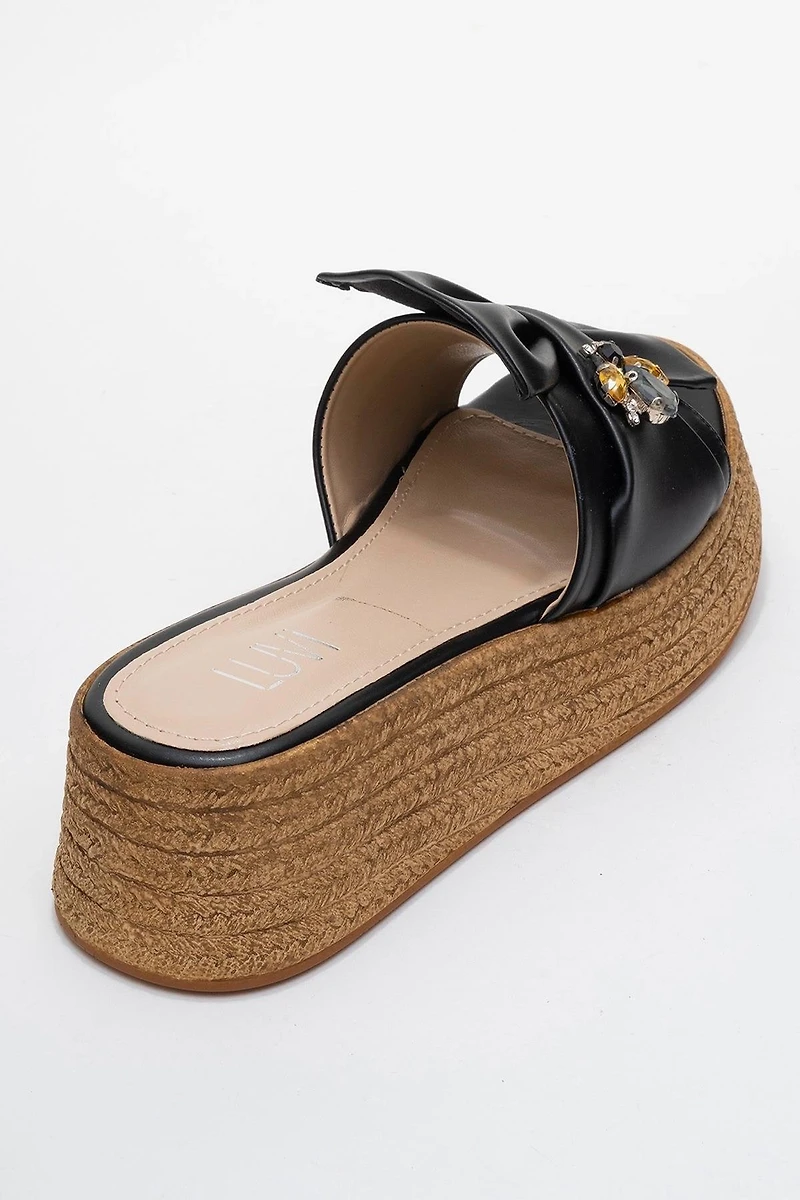 Prologue Shoes Womens Shara Braided Bow & Bee Buckle Platform Sandal