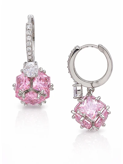 AGP PARIS Womens Crystal Orb Hoop Earrings