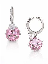 AGP PARIS Womens Crystal Orb Hoop Earrings