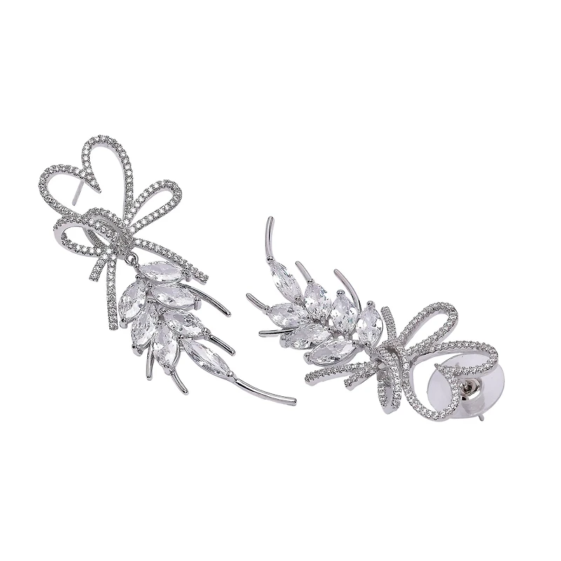 AGP PARIS Womens Diva Heart Shaped Leaf Drop Earrings