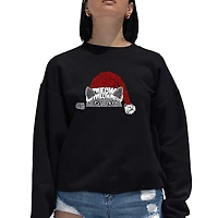 LA Pop Art Christmas Peeking Cat - Women's Word Crewneck Sweatshirt