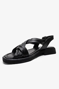 Forever & Always Womens Frand Leather Crisscross Strap Sandals