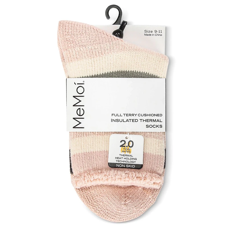 MeMoi Women's Stripe Cozy Warm Thermal Crew Socks