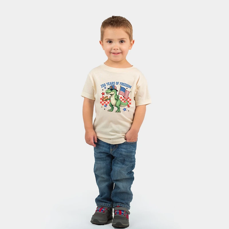 The Juniper Shop - 250 Years of Freedom Dinosaur Toddler Short Sleeve Graphic T-Shirt