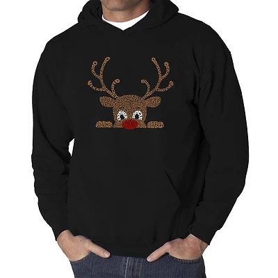 LA Pop Art Peeking Reindeer - Men's Word Hooded Sweatshirt