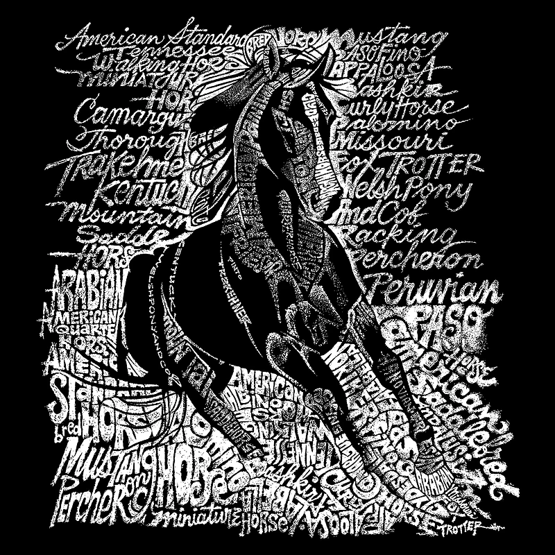 LA Pop Art Men's Word T-Shirt - Popular Horse Breeds