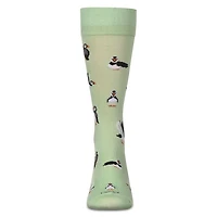 MeMoi Men's Puffin Birds Rayon from Bamboo Crew Socks