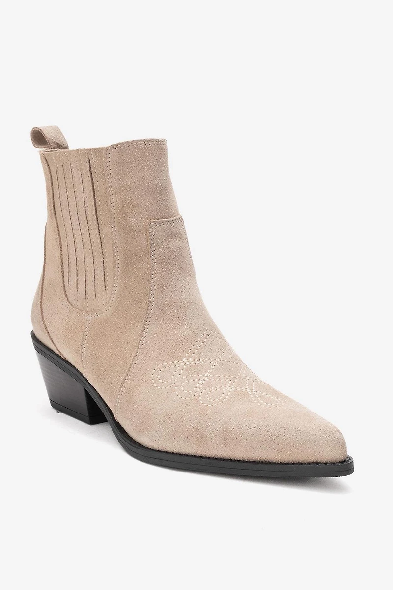 Forever & Always Womens Julieta Leather Block Heel Western Boots