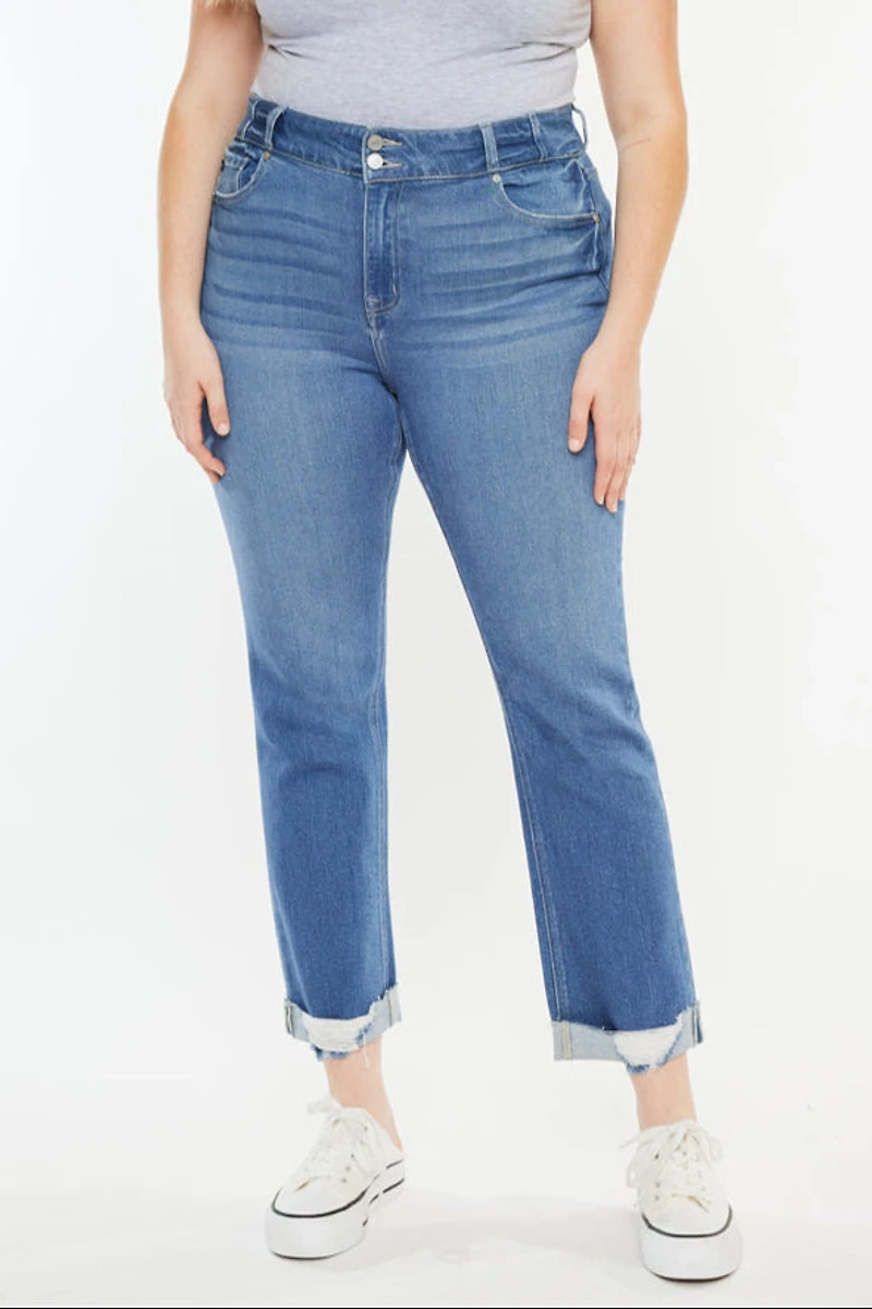 KanCan Women's Plus Essentials High Rise Slim Straight Leg Jeans Esme