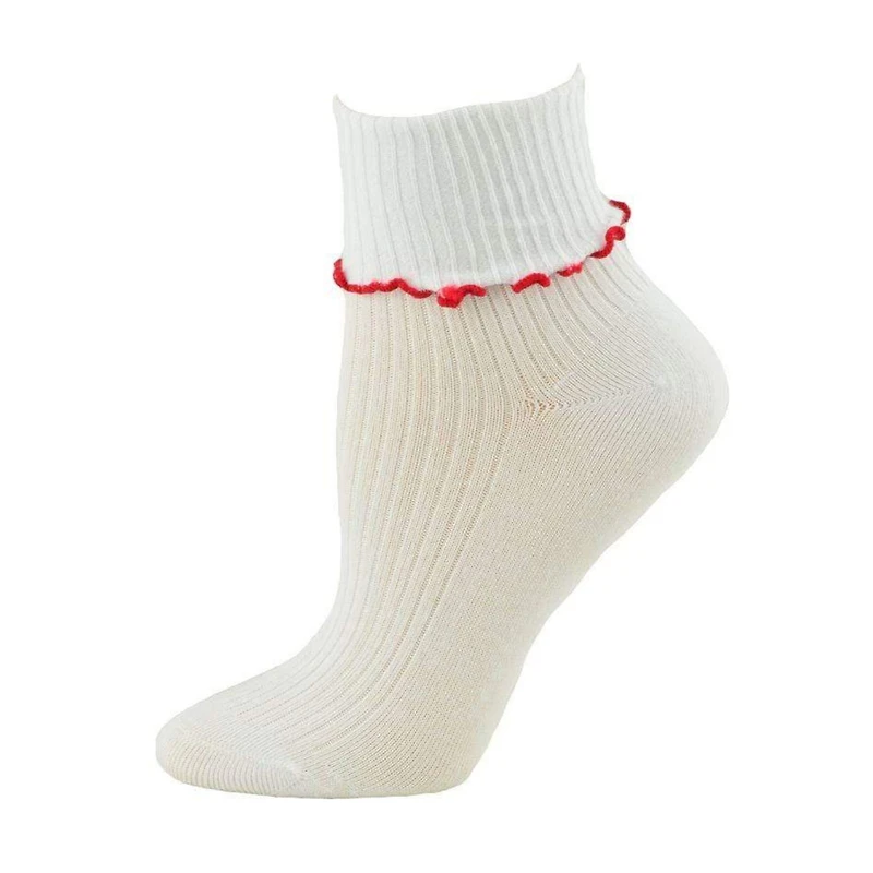 Wear Sierra Girl's Turn Cuff Lettuce Edge Socks