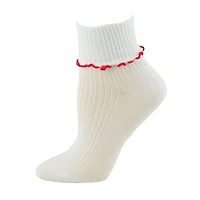 Wear Sierra Girl's Turn Cuff Lettuce Edge Socks
