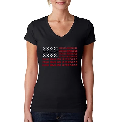 LA Pop Art Womens Word V-Neck T-Shirt