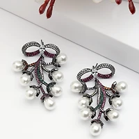 AGP PARIS Womens Diva Bow Shaped Grapevine Drop Earrings