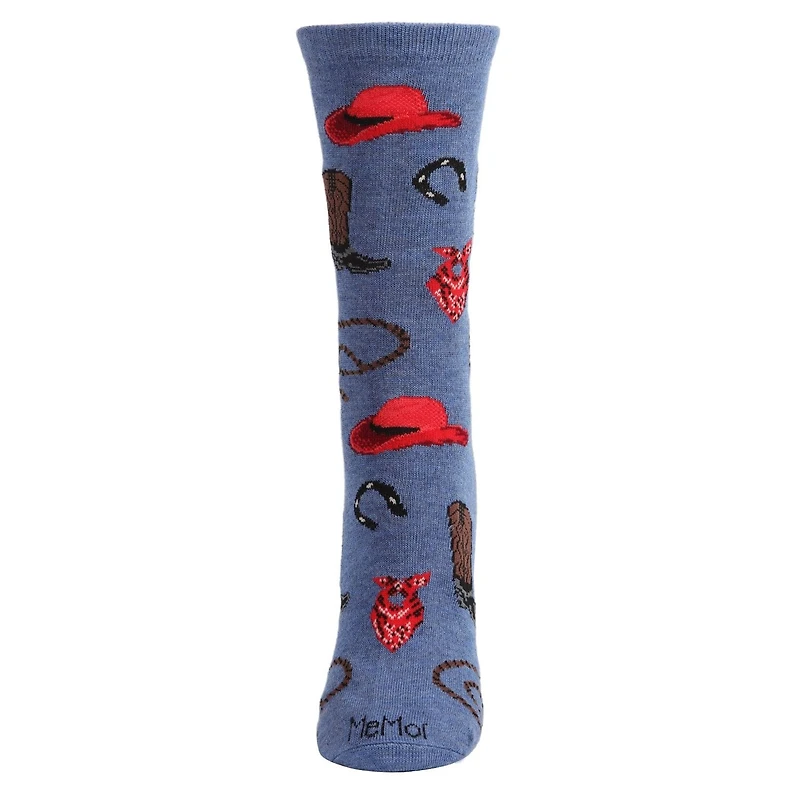 MeMoi Western Theme Bamboo Blend Crew Socks