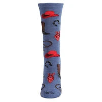 MeMoi Western Theme Bamboo Blend Crew Socks