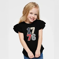 The Juniper Shop - 1776 Stacked Faux Patchwork Flutter Sleeve Graphic T-Shirt