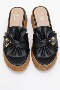 Prologue Shoes Womens Shara Braided Bow & Bee Buckle Platform Sandal