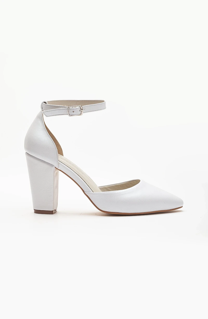 Forever & Always Womens Rossella Leather Block Heel Pumps