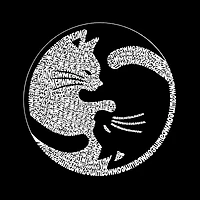 LA Pop Art Yin Yang Cat - Women's Word Crewneck Sweatshirt