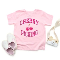 The Juniper Shop - Cherry Picking Varsity Arched Toddler Short Sleeve Graphic T-Shirt
