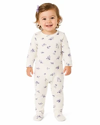 MeMoi Baby and Toddler Girls Floral Toile Rayon from Bamboo Blend Footie