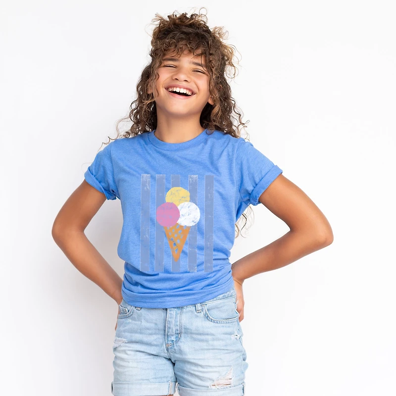 The Juniper Shop - Youth Short Sleeve Graphic T-Shirt Ice Cream Cone Stripes