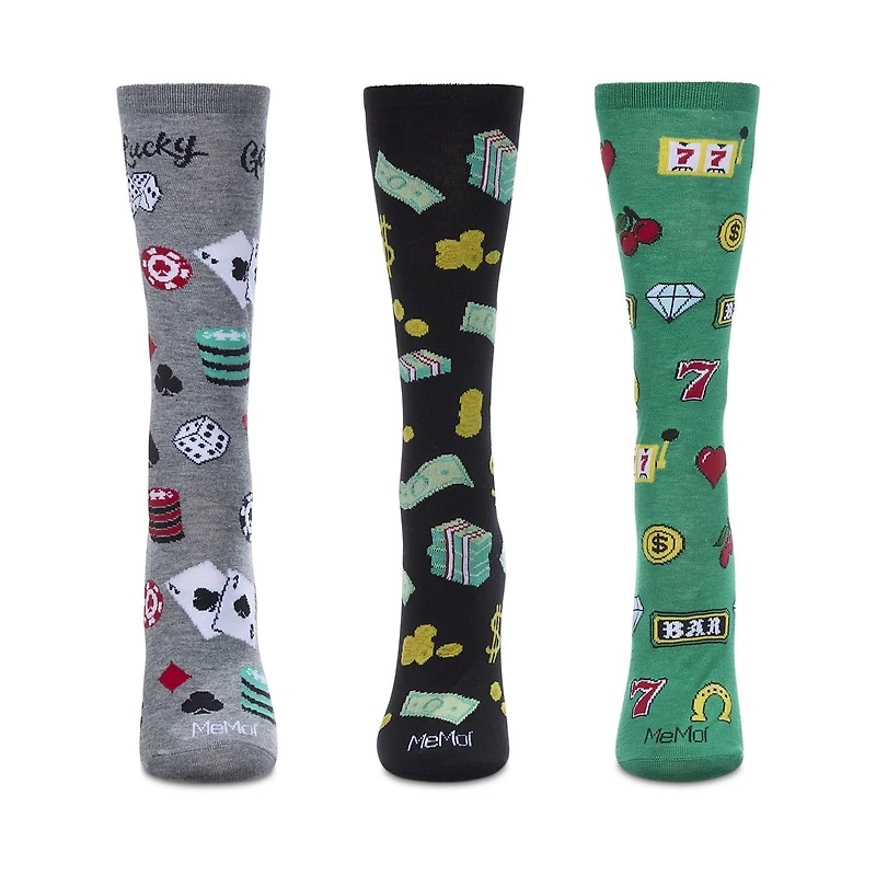 MeMoi You Bet You 3 Pack Gift Set Crew Socks