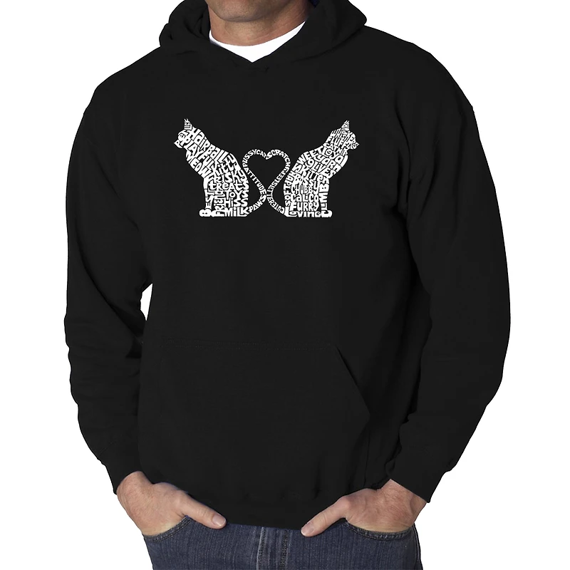 LA Pop Art Cat Tail Hearts - Men's Word Hooded Sweatshirt