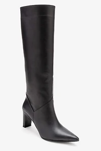 Forever & Always Womens Merla Leather Block Heel Boot