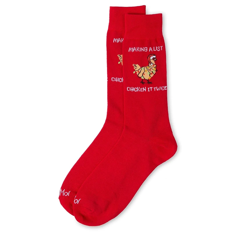 MeMoi Men's "Chicken It Twice" Christmas Holiday Novelty Crew Socks